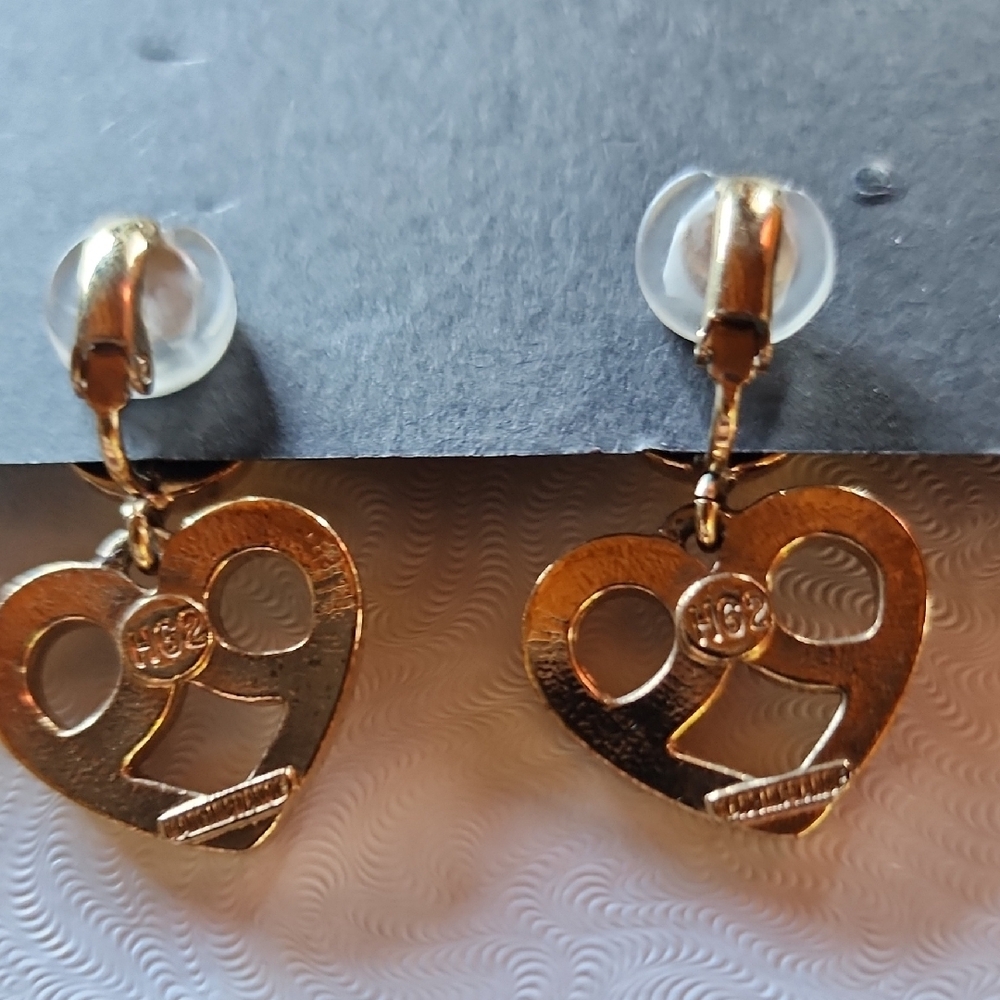 Celine Gold Heart Earrings - Picture 3 of 5